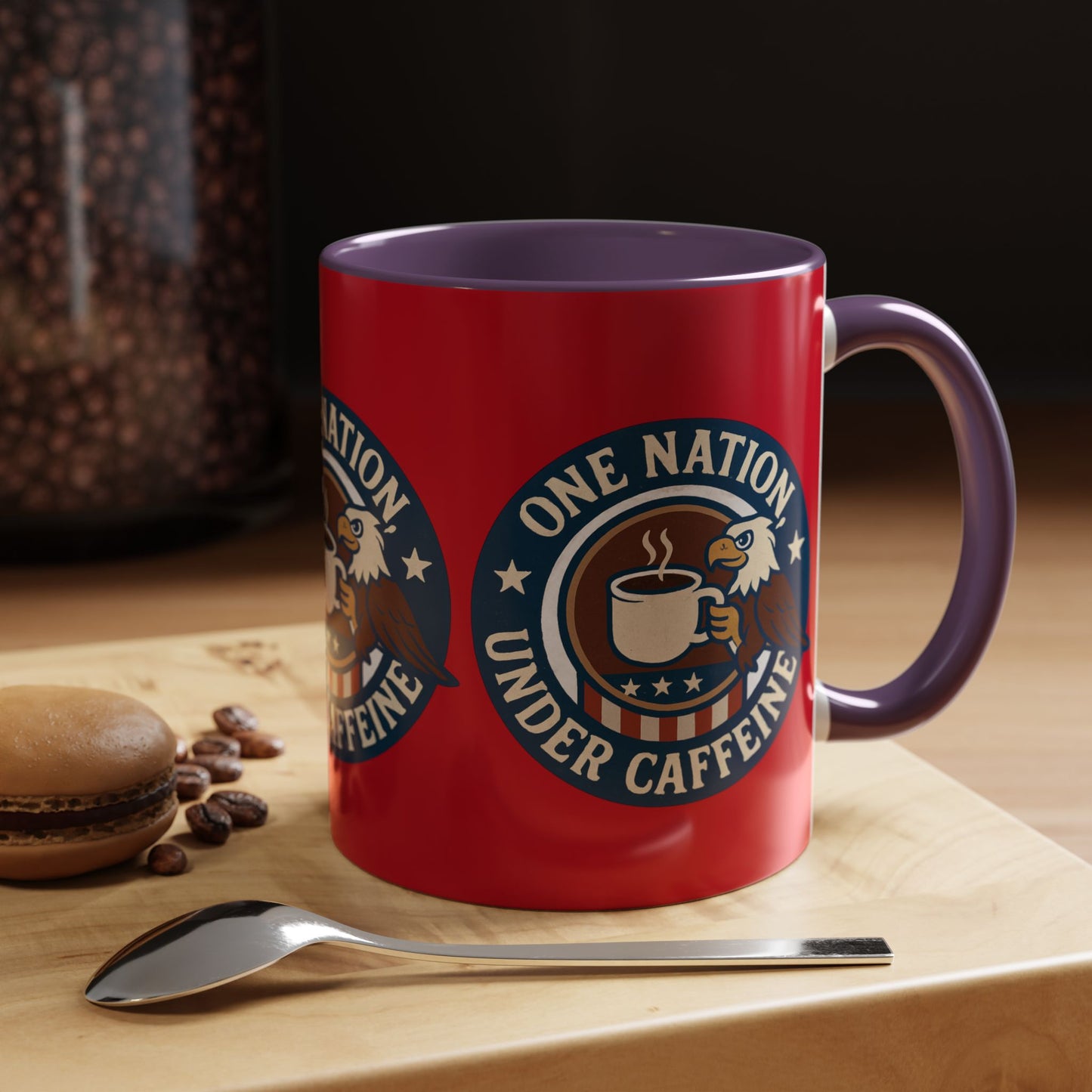 Patriotic Coffee Mug, One Nation Under Caffeine, USA Gift, Americana Mugs, Coffee Lovers Gift, Red White Blue Cup