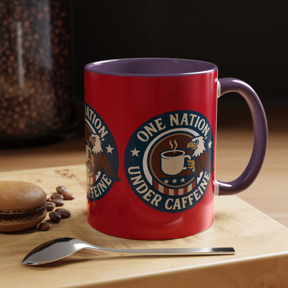 Patriotic Coffee Mug, One Nation Under Caffeine, USA Gift, Americana Mugs, Coffee Lovers Gift, Red White Blue Cup