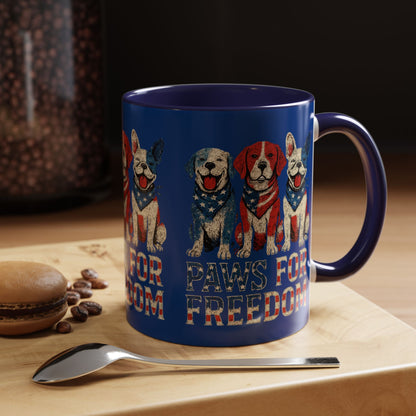 Patriotic Dog Mug - Paws for Freedom, Pet Lover Gift, 4th of July Decoration, Coffee Cup for Dog Owners, Animal Rights Celebration
