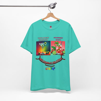LGBTQ+ All Equally Delicious Cocktails Short Sleeve Tee - Fun Pride Celebrations