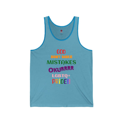 Pride Statement  - "God Don't Make Mistakes, Okurrr!" - Unisex Short Sleeve Tank Top
