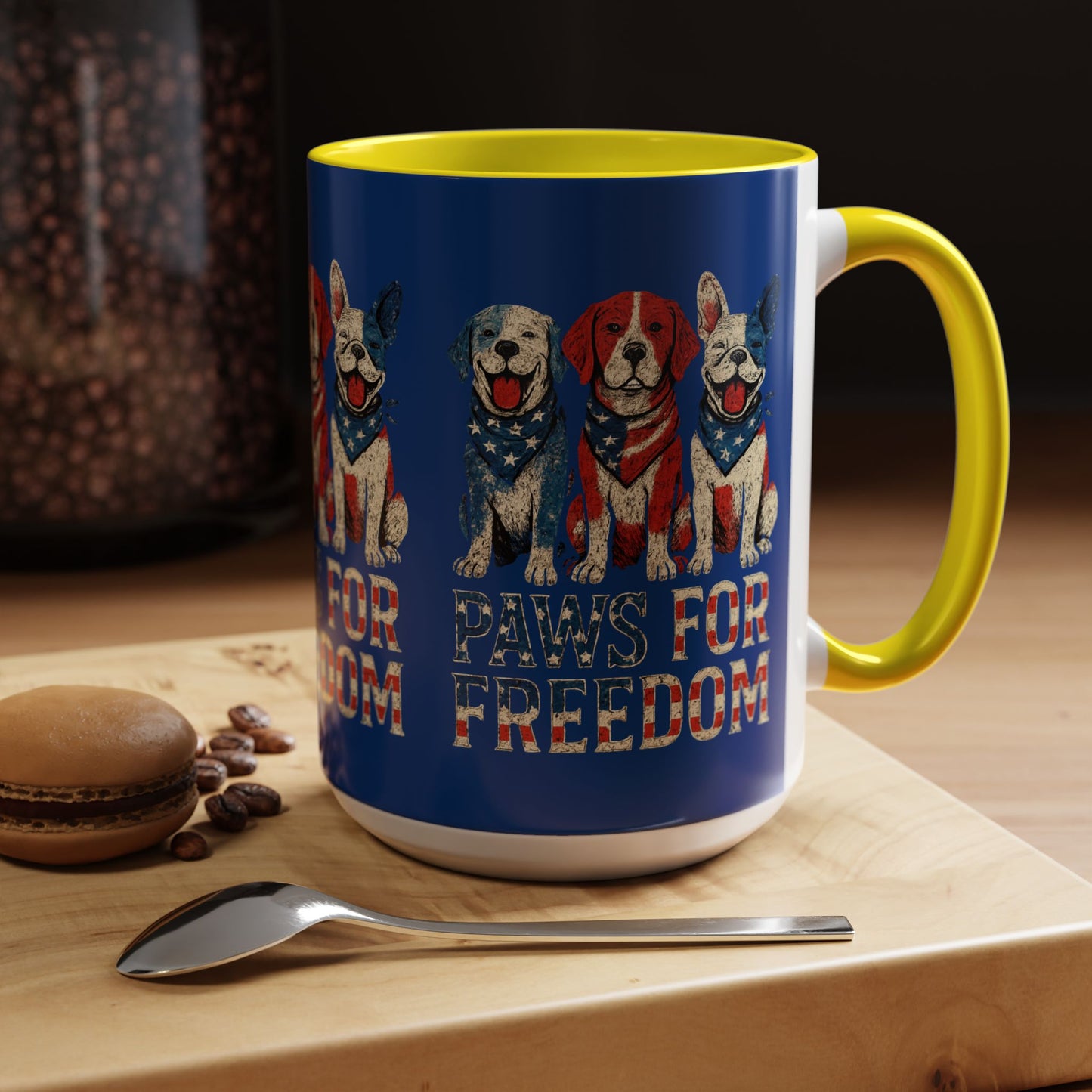 Patriotic Dog Mug - Paws for Freedom, Pet Lover Gift, 4th of July Decoration, Coffee Cup for Dog Owners, Animal Rights Celebration