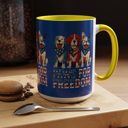 Patriotic Dog Mug - Paws for Freedom, Pet Lover Gift, 4th of July Decoration, Coffee Cup for Dog Owners, Animal Rights Celebration