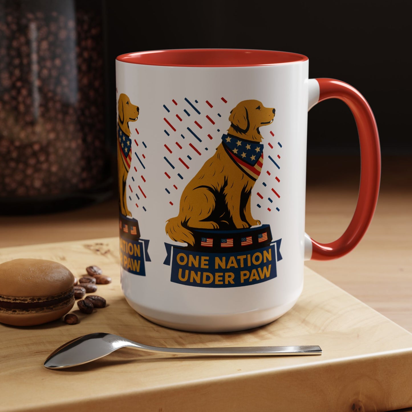 Patriotic Dog Coffee Mug for Dog Lovers, One Nation Under Paw Mug, 4th of July Gift, Animal Lover's Cup, USA Pride Mug