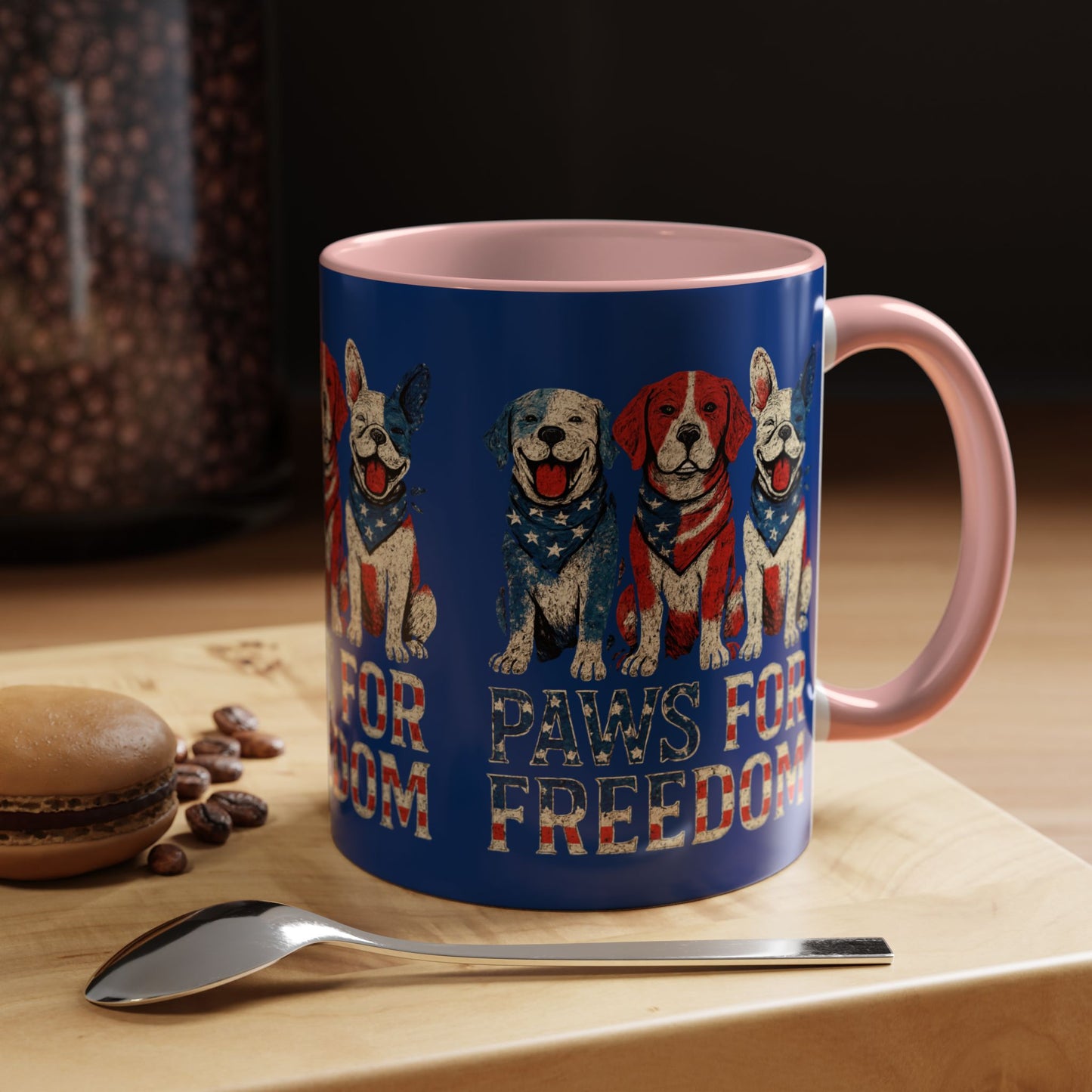 Patriotic Dog Mug - Paws for Freedom, Pet Lover Gift, 4th of July Decoration, Coffee Cup for Dog Owners, Animal Rights Celebration