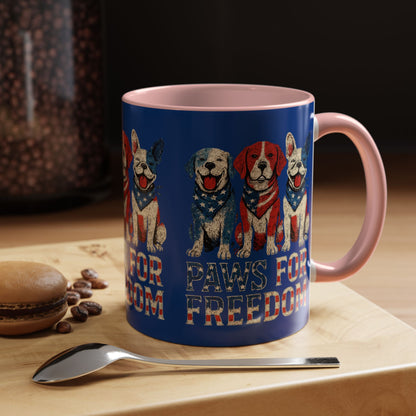 Patriotic Dog Mug - Paws for Freedom, Pet Lover Gift, 4th of July Decoration, Coffee Cup for Dog Owners, Animal Rights Celebration