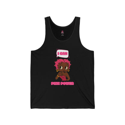 Empowering "I Can" Pink Power  Unisex Graphic Tank Top, Fun Casual Wear, Summer Fashion, Feminism Apparel