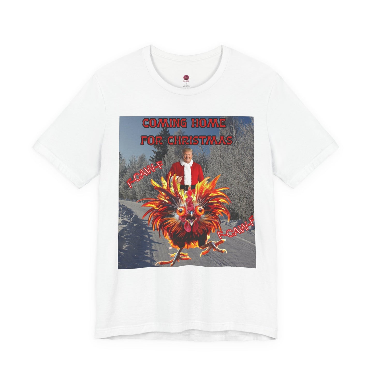 Christmas T‑Shirt “Coming Home for Christmas” with Festive Rooster Design