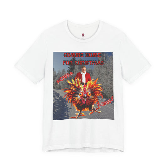 Christmas T‑Shirt “Coming Home for Christmas” with Festive Rooster Design