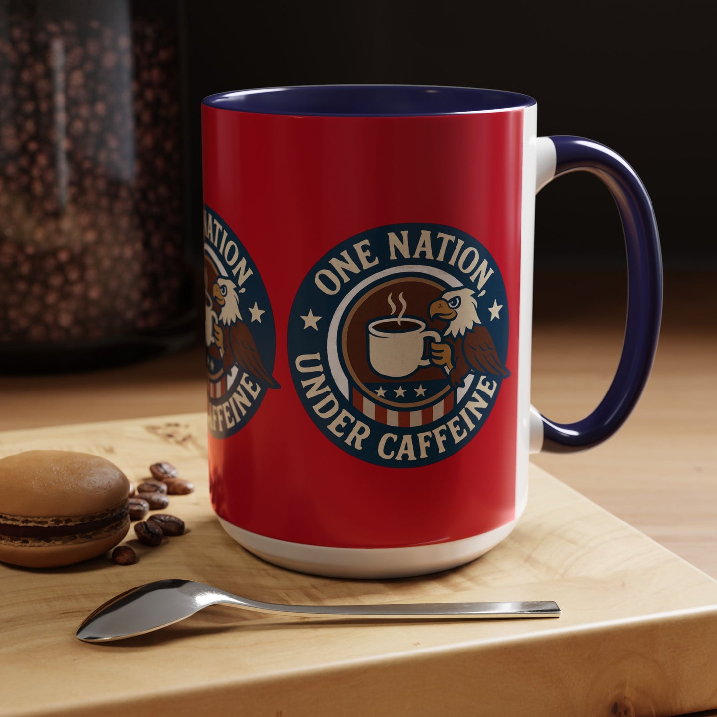 Patriotic Coffee Mug, One Nation Under Caffeine, USA Gift, Americana Mugs, Coffee Lovers Gift, Red White Blue Cup