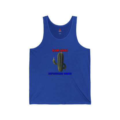 Rough Outside Refreshing Inside Cactus Themed Unisex Tank Top, Summer Vibes Tee, Refreshing Humor Top