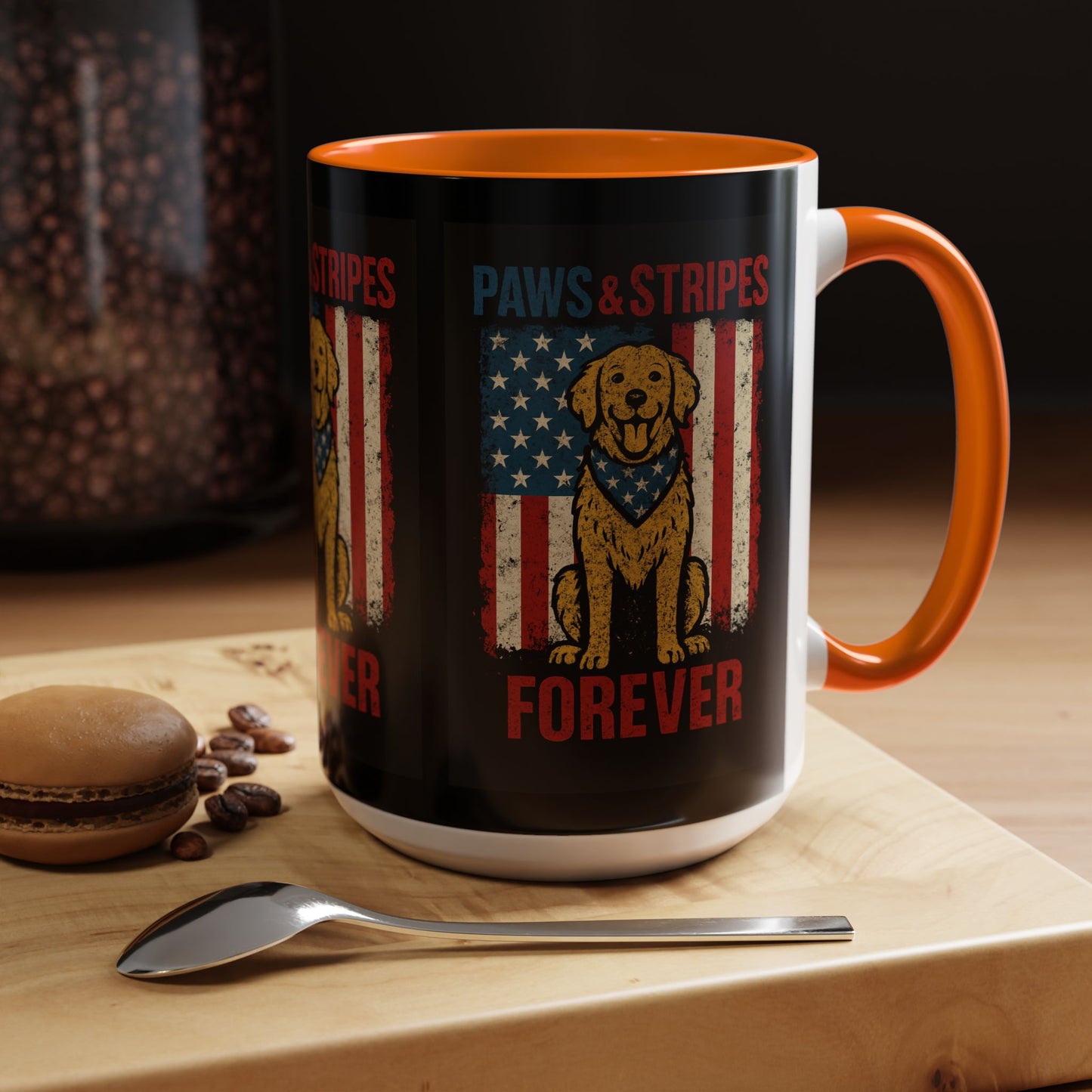 Dog Lover's Paws & Stripes Coffee Mug - Forever Loyal Pet Gift, 4th of July, Patriotic Dog Decor, Unique Pet Owner Mug