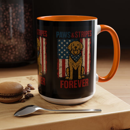 Dog Lover's Paws & Stripes Coffee Mug - Forever Loyal Pet Gift, 4th of July, Patriotic Dog Decor, Unique Pet Owner Mug
