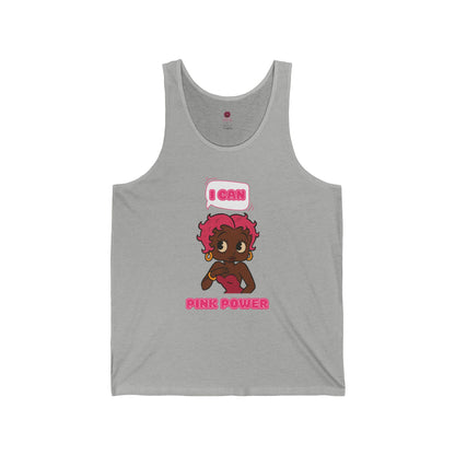 Empowering "I Can" Pink Power  Unisex Graphic Tank Top, Fun Casual Wear, Summer Fashion, Feminism Apparel
