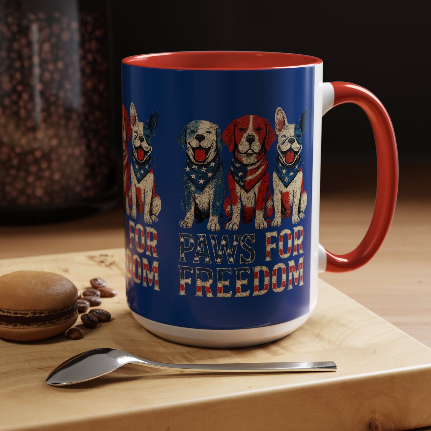 Patriotic Dog Mug - Paws for Freedom, Pet Lover Gift, 4th of July Decoration, Coffee Cup for Dog Owners, Animal Rights Celebration