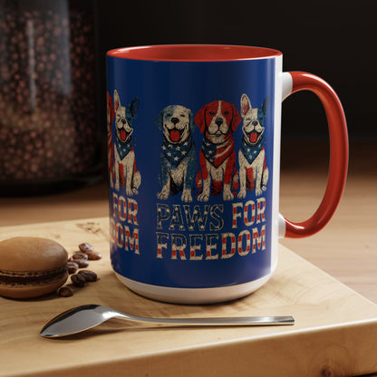 Patriotic Dog Mug - Paws for Freedom, Pet Lover Gift, 4th of July Decoration, Coffee Cup for Dog Owners, Animal Rights Celebration