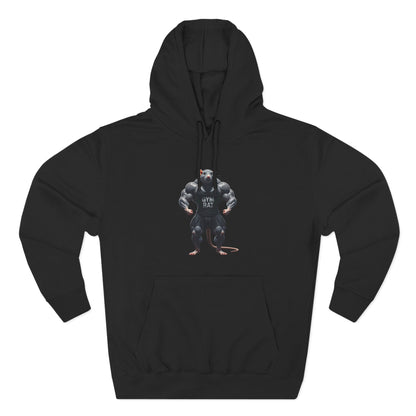 Gym Rat  Front & Back Design Fleece Hoodie For Workout, Great For Gym, Warm Winter Apparel, Unique Graphic Sweatshirt