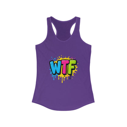 Colorful Graphic WTF Women's Racerback Tank Top, Vibrant Unisex Shirt, Fun Casual Wear, Streetwear Style, Everyday Comfort Tee