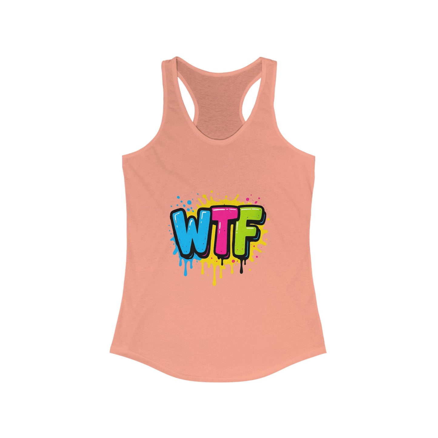 Colorful Graphic WTF Women's Racerback Tank Top, Vibrant Unisex Shirt, Fun Casual Wear, Streetwear Style, Everyday Comfort Tee