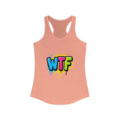 Colorful Graphic WTF Women's Racerback Tank Top, Vibrant Unisex Shirt, Fun Casual Wear, Streetwear Style, Everyday Comfort Tee