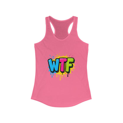 Colorful Graphic WTF Women's Racerback Tank Top, Vibrant Unisex Shirt, Fun Casual Wear, Streetwear Style, Everyday Comfort Tee