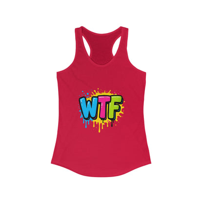 Colorful Graphic WTF Women's Racerback Tank Top, Vibrant Unisex Shirt, Fun Casual Wear, Streetwear Style, Everyday Comfort Tee