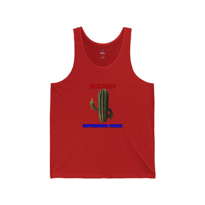 Rough Outside Refreshing Inside Cactus Themed Unisex Tank Top, Summer Vibes Tee, Refreshing Humor Top