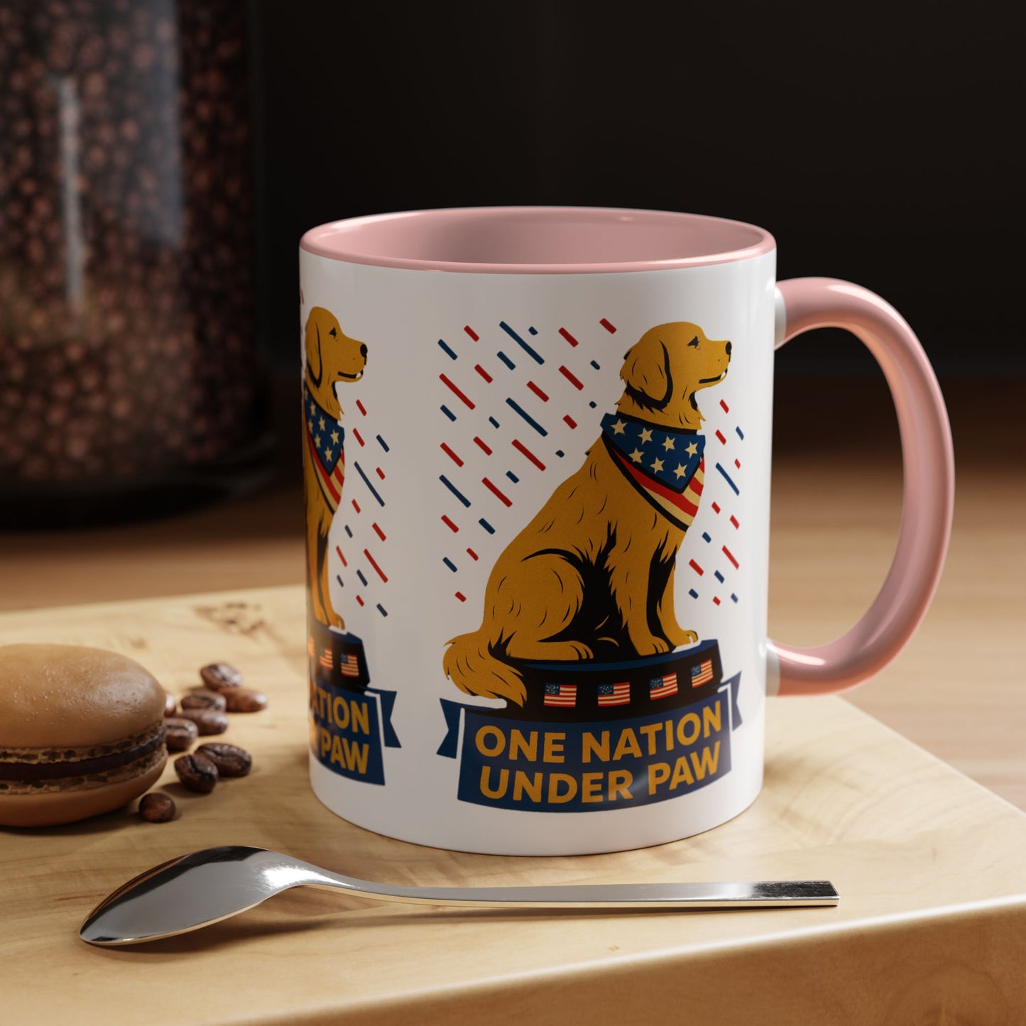 Patriotic Dog Coffee Mug for Dog Lovers, One Nation Under Paw Mug, 4th of July Gift, Animal Lover's Cup, USA Pride Mug