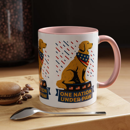 Patriotic Dog Coffee Mug for Dog Lovers, One Nation Under Paw Mug, 4th of July Gift, Animal Lover's Cup, USA Pride Mug