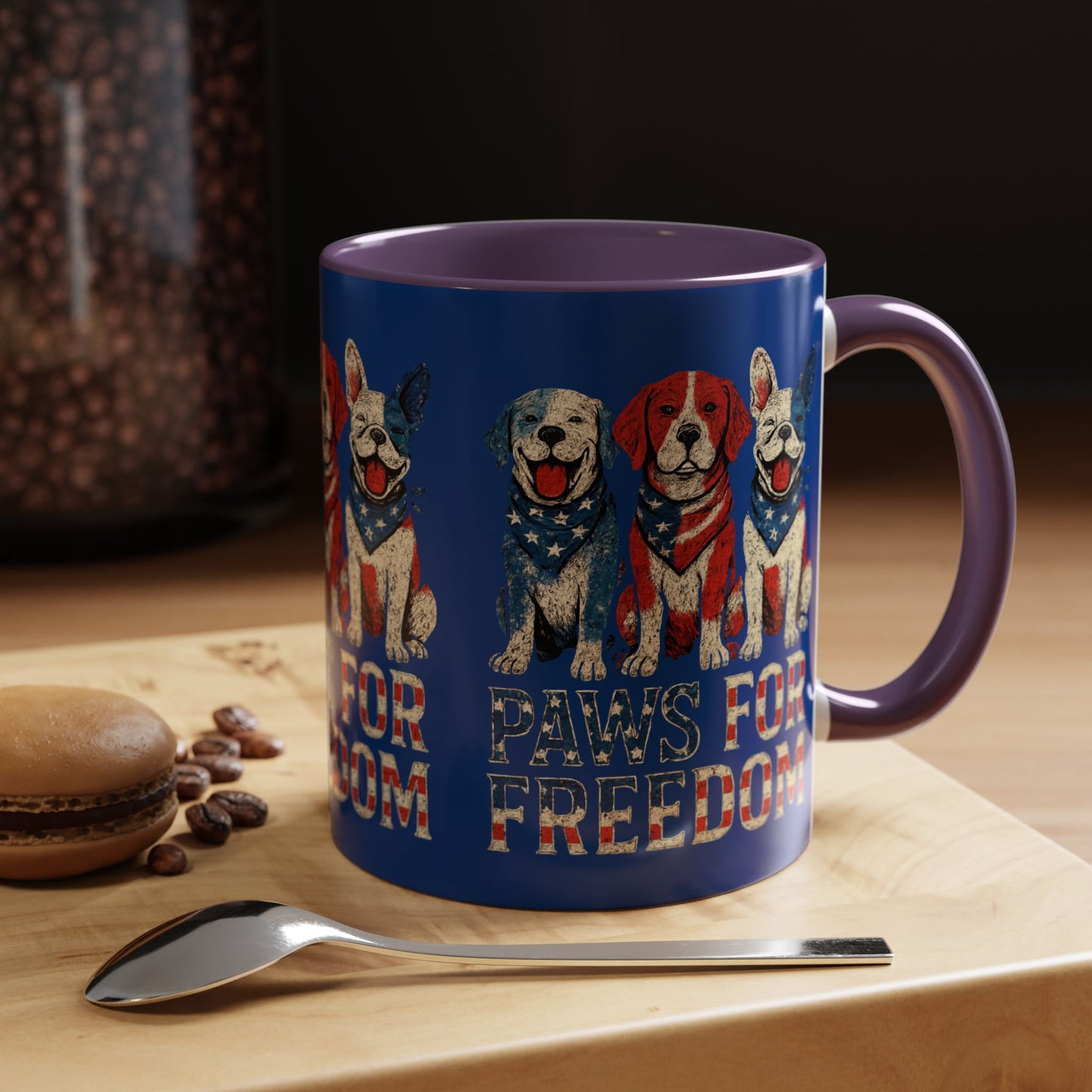 Patriotic Dog Mug - Paws for Freedom, Pet Lover Gift, 4th of July Decoration, Coffee Cup for Dog Owners, Animal Rights Celebration